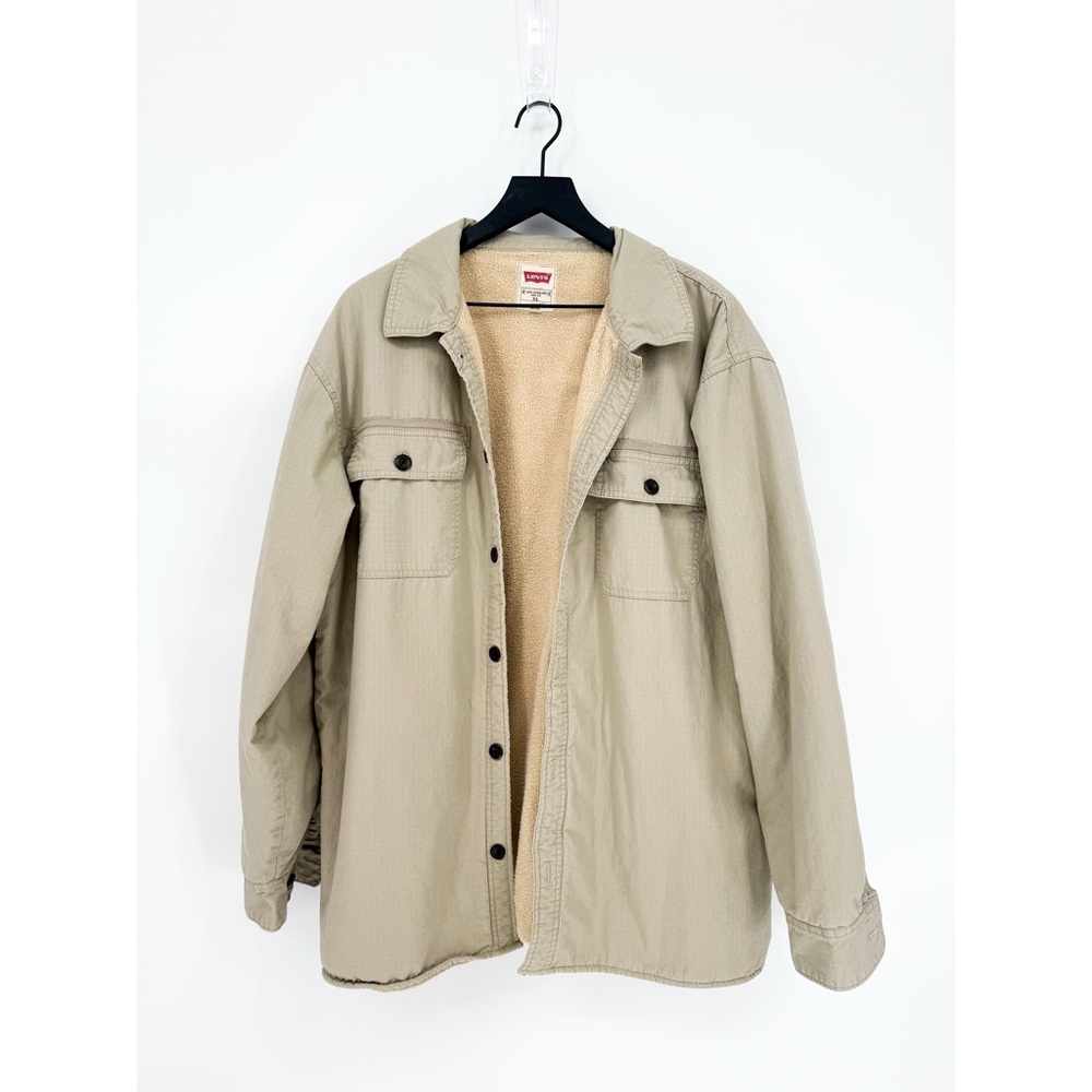 Men's Levi’s Khaki Fleece Sherpa Lined Button Down Shacket XL